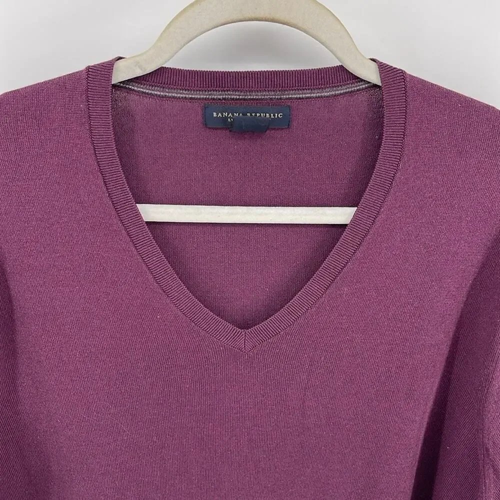 Banana Republic Luxury Blend silk cotton V-neck pullover sweater sz L